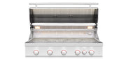 The five-burner cooking surface, rear infrared burner, and interior lights on the Summerset Sizzler Pro 40" Grill enable you to sear, roast, and finish big cooks for a crowd.