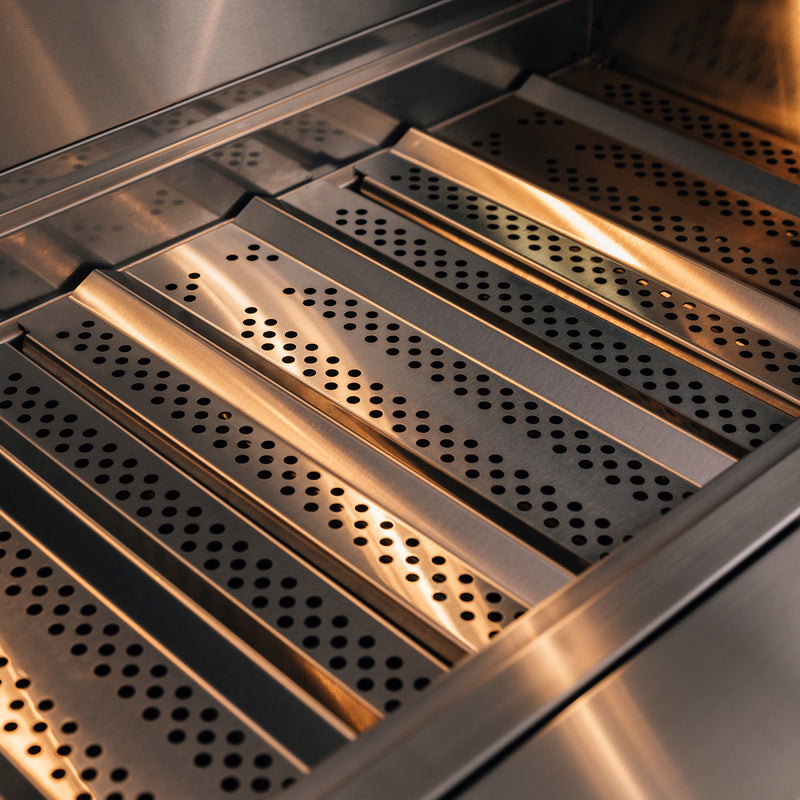 Stainless steel flame tamers smooth out hot spots and protect burners, delivering even heat and fewer flare-ups for consistently better-tasting food.
