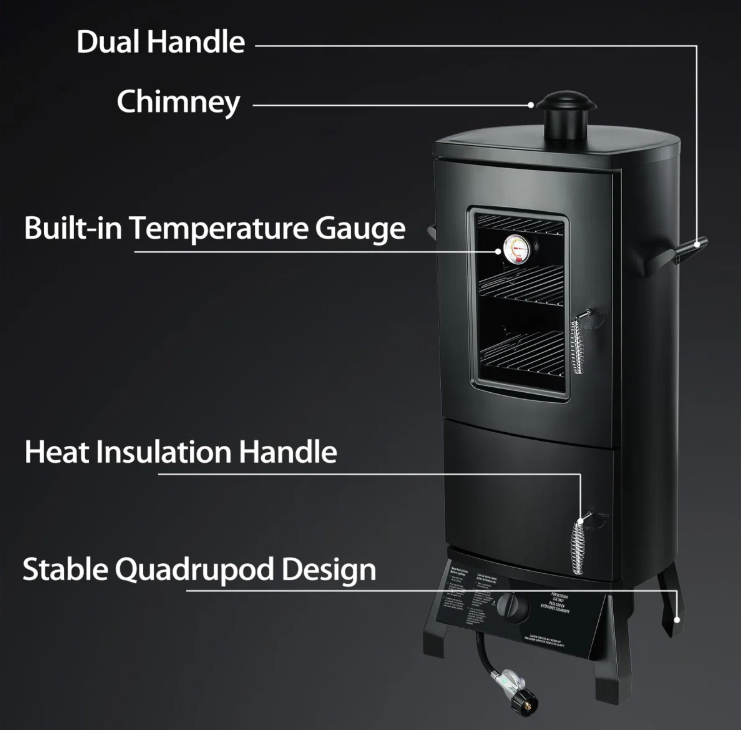 Vertical Propane BBQ Smoker with Temperature Control