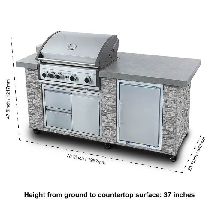 Propane 8-Burner Grill built-in BBQ Island