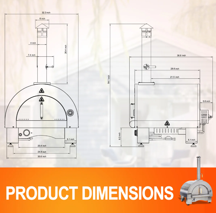 Stainless Steel Countertop Gas Pizza Oven 22"