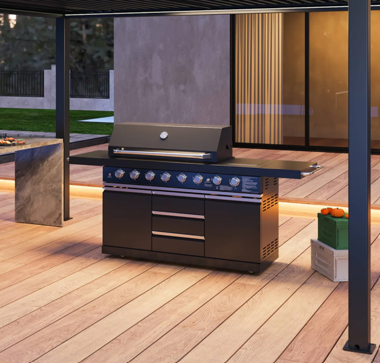 Gas Grill 8-Burner built-in BBQ island