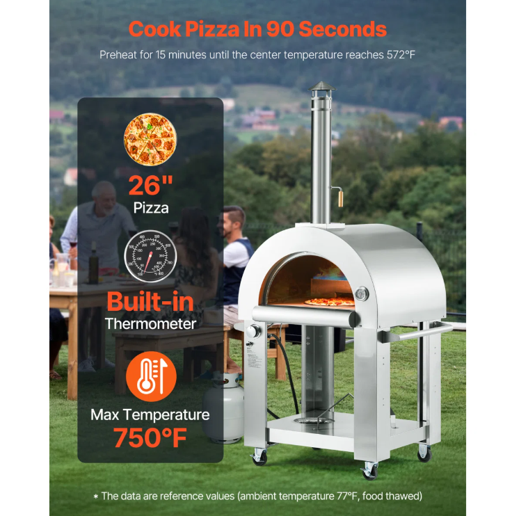 Stainless Steel Dual-Fuel Pizza Oven 26"