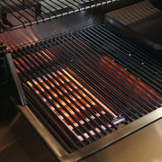 Thick stainless steel grates hold heat for bold sear marks and stand up to years of high-heat grilling without warping or rusting.