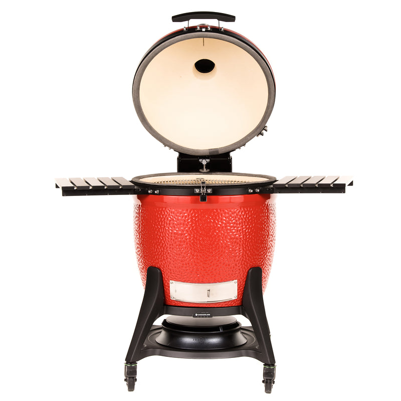 Finished aluminum side shelves and the multi-level cooking system keep tools, trays, and food organized, so you can prep, grill, and serve without leaving the grill.