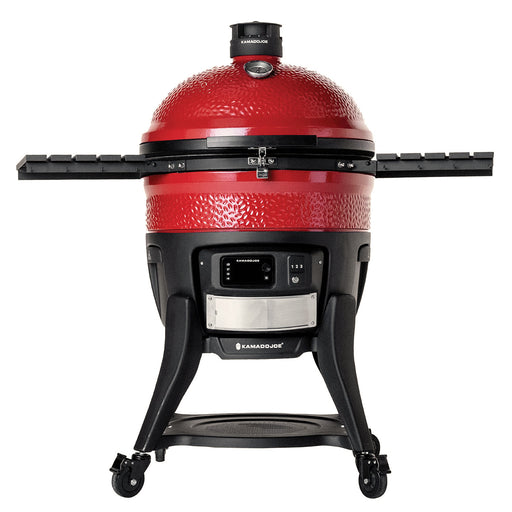 Kamado Joe Konnected Big Joe 24-inch digital charcoal grill and smoker with cart enables set‑and‑forget backyard smoking and searing with precise digital fire control.