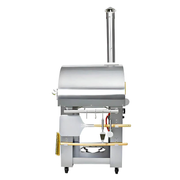 The KoKoMo Dual-Fuel Pizza Oven includes a side tool rack that conveniently keeps peels and brushes within arm’s reach.