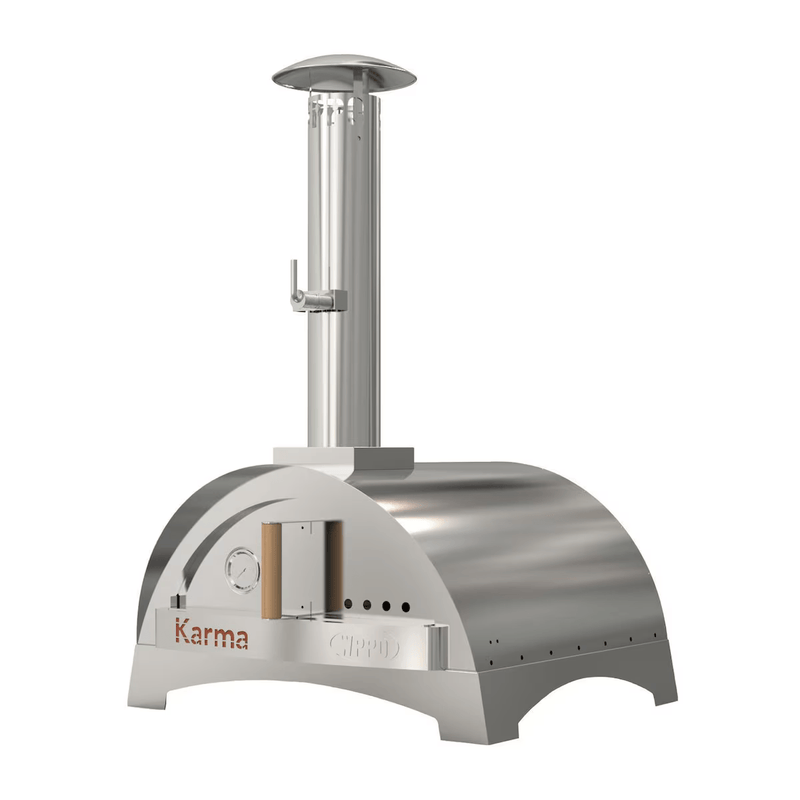 WPPO's sleek, fully insulated 25" wood-fired oven delivers blazing heat for fast Neapolitan-style pizzas and live-fire versatility.