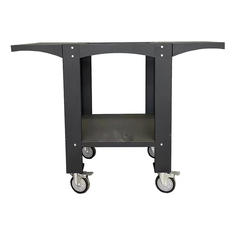 Optional heavy-duty wheeled cart turns your Karma 25 into a mobile outdoor pizza station with extra prep and storage space.