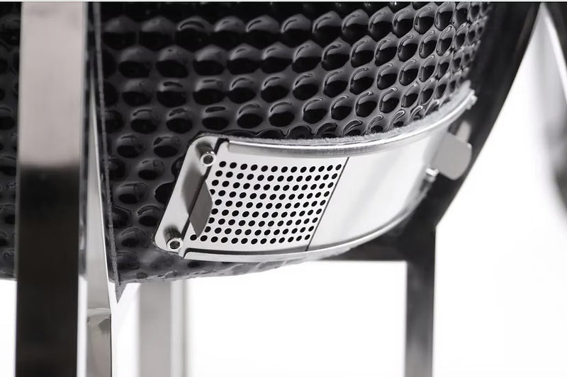 Lower air intake vent for dialing in airflow and maintaining steady heat during long cooks on the Kokomo 21-inch kamado grill.