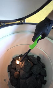 Lighting wood lump charcoal on the Kokomo 21-inch kamado grill