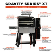 Multiple well-designed features of the Masterbuilt Gravity XT include an advanced control panel and DigitalFan Control.