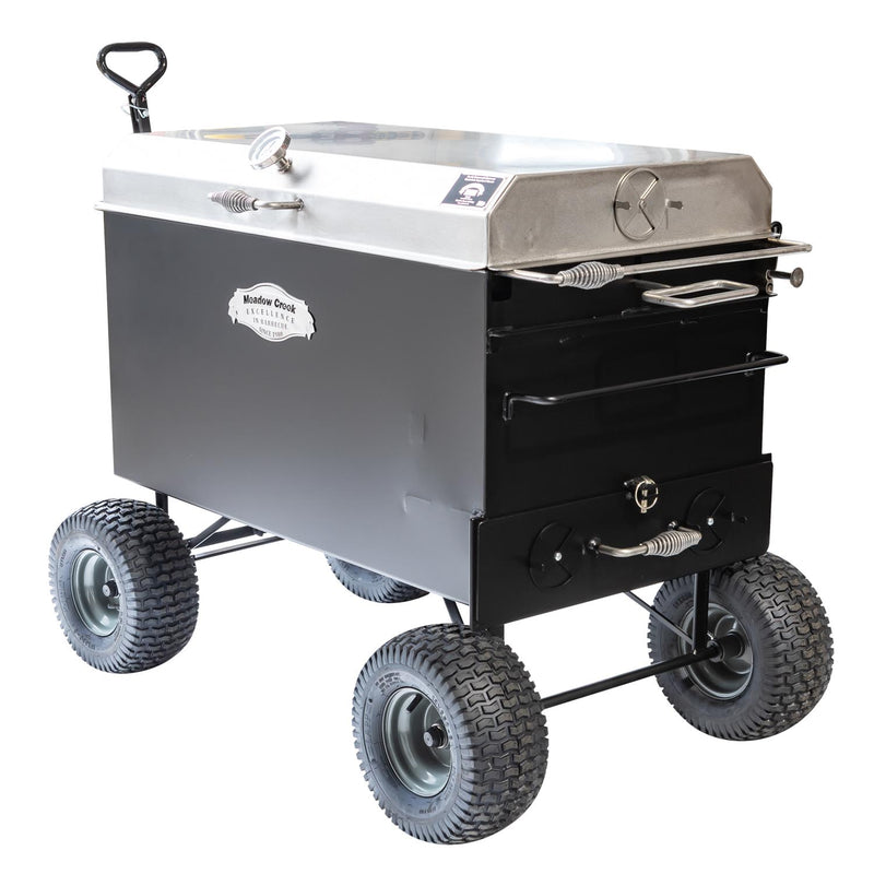 Meadow Creek BBQ42 Chicken Cooker with Optional Stainless Steel Lid,  Charcoal Pullout, and Wagon Chassis