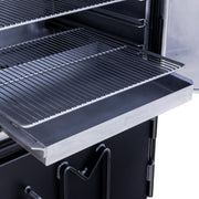 Slide-out Stainless Steel Cooking Grates and Grease Pan on BX50 Box Smoker with Optional Stainless Steel Interior