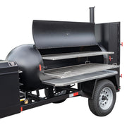 Sliding Stainless Steel Grates on TS250 Tank Smoker with Optional BBQ42 and Stainless Steel Exterior Shelves