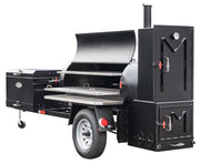 Sliding Grates on TS250 Tank Smoker with Optional BBQ42 with Charcoal Pullout and Stainless Steel Exterior Shelves