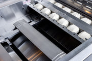 High-output cast stainless burners spread heat evenly to the ceramic briquettes from edge to edge, delivering consistent temps on every part of the grill.