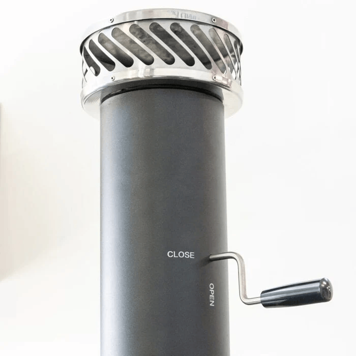 Adjustable chimney vent helps manage airflow and heat retention for better control over baking, roasting, and live-fire flavor.