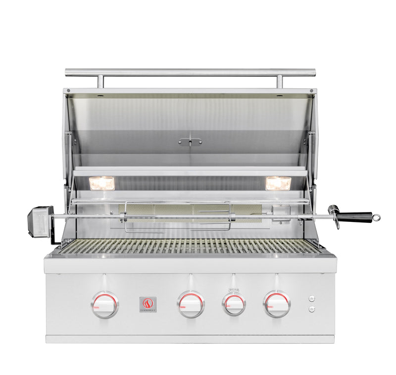 The wide cooking surface of the TRL Pro 32" Grill with included rotisserie kit enables you to sear steaks and roast whole birds on one professional-grade grill.