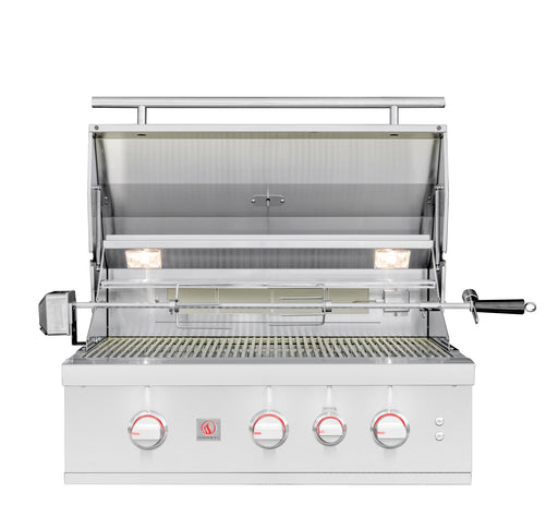 The wide cooking surface of the TRL Pro 32" Grill with included rotisserie kit enables you to sear steaks and roast whole birds on one professional-grade grill.