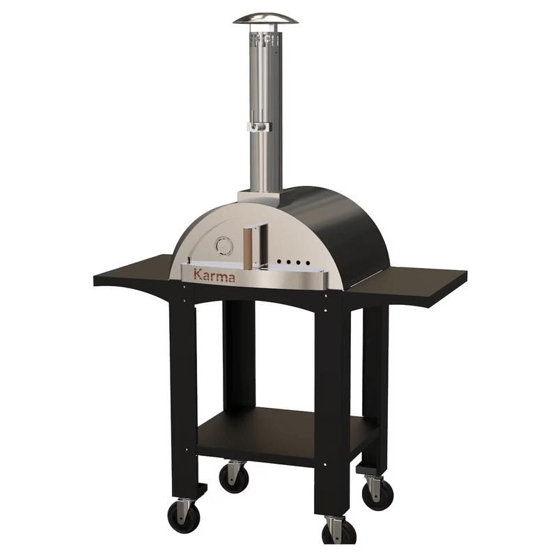 Karma 25" Wood-Fired Pizza Oven (Black) with Wheeled Cart