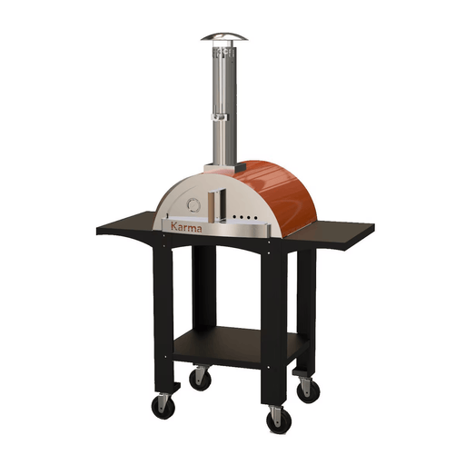 Karma 25" Wood-Fired Pizza Oven (Orange) with Wheeled Cart