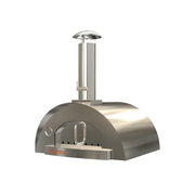 Countertop-ready Karma 32 drops into outdoor kitchens for a clean, professional wood-fired centerpiece. Optional stainless steel cart is available.