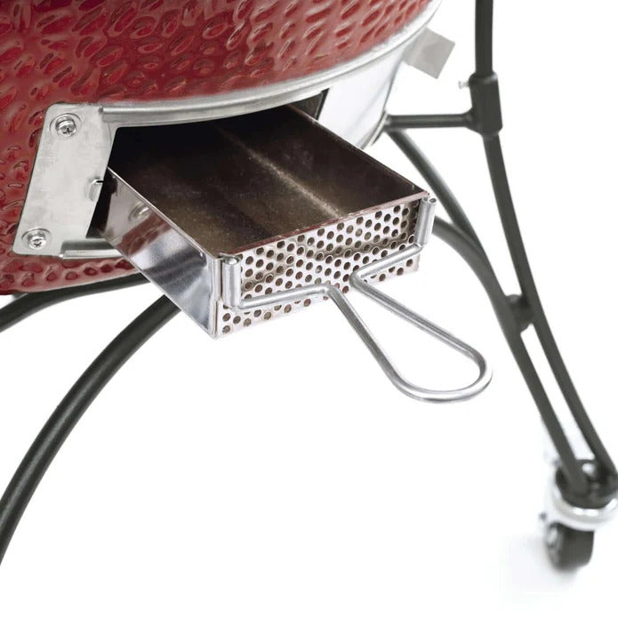 Big Joe II slide-out ash drawer pulled open illustrates how quickly users can dump ash for easier cleanup