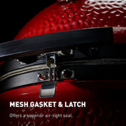 Big Joe II stainless latch and mesh fiberglass gasket provide a tight seal for better temperature control and fuel efficiency