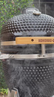 Watch how the KoKoMo 21‑inch kamado ceramic smoker‑grill  heats fast, retains the heat, and delivers sizzling flavor in a compact backyard footprint. A 50-second video.